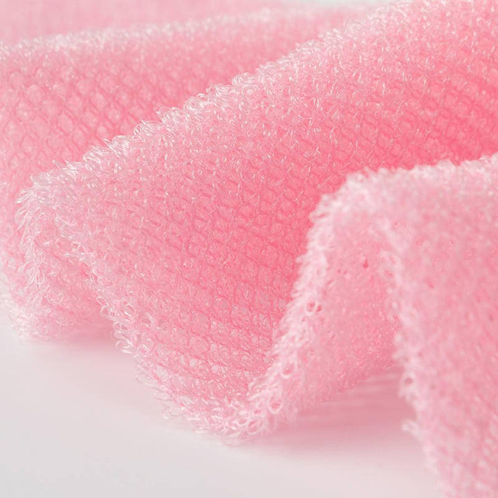 Exfoliating Shower Net Sponge with Drawstring, Body Scrubber for Bath and Back Cleaning