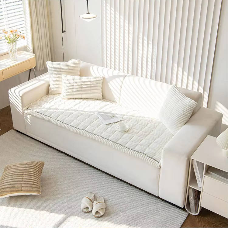 Non Slip Fuzzy Pet Couch Cover for 2-3 Cushion Sofa, Washable Soft Furniture Protector Slipcover