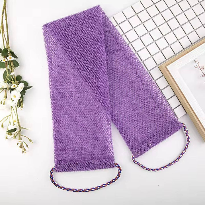 Exfoliating Shower Net Sponge with Drawstring, Body Scrubber for Bath and Back Cleaning