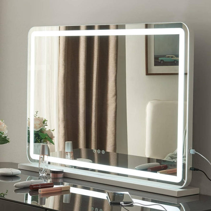 LED Vanity Mirror with Lights Dimmable, Makeup Mirror with 3 colour Modes Touch Screen Desk Mirror