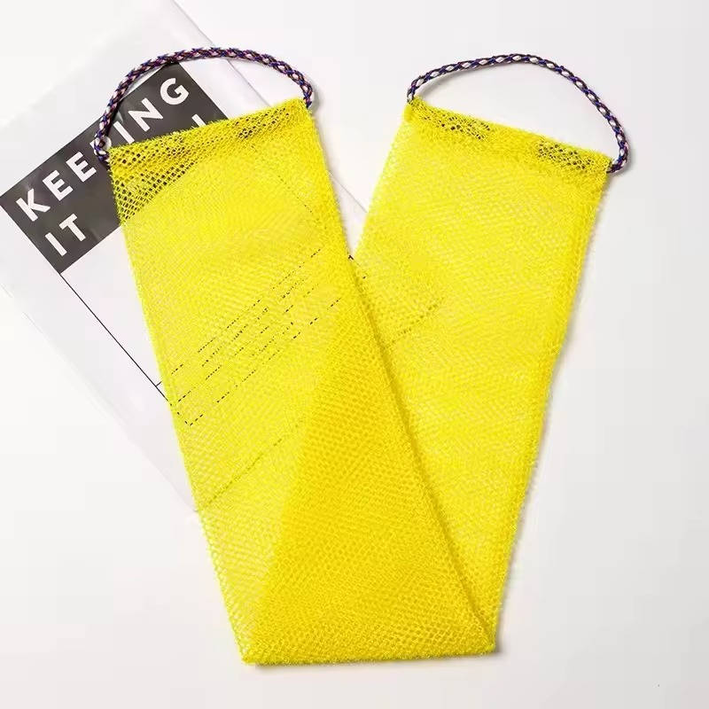 Exfoliating Shower Net Sponge with Drawstring, Body Scrubber for Bath and Back Cleaning