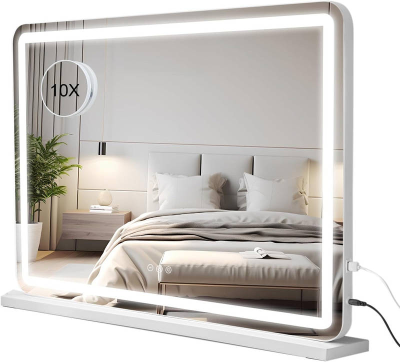 LED Vanity Mirror with Lights Dimmable, Makeup Mirror with 3 colour Modes Touch Screen Desk Mirror
