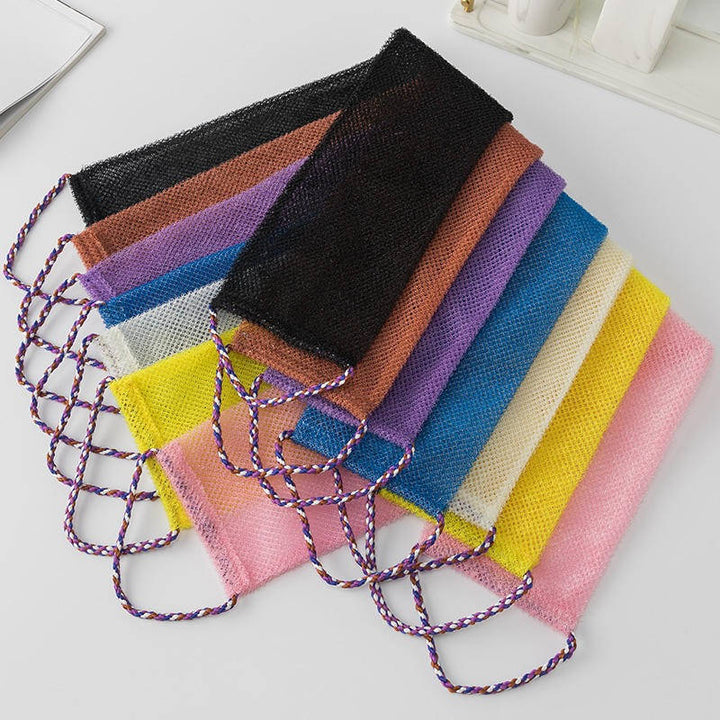 Exfoliating Shower Net Sponge with Drawstring, Body Scrubber for Bath and Back Cleaning