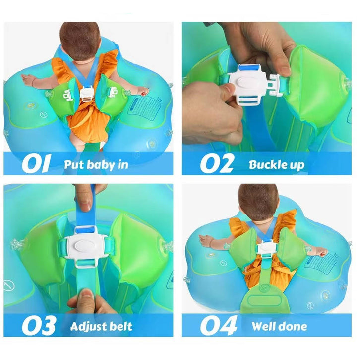 Baby Pool Float with Canopy UPF50 Plus, No Flip Inflatable Float for 3-36 Months Toddler Safe Swim Floaties