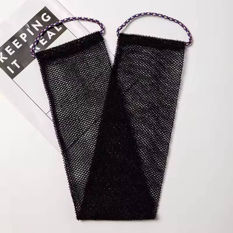 Exfoliating Shower Net Sponge with Drawstring, Body Scrubber for Bath and Back Cleaning