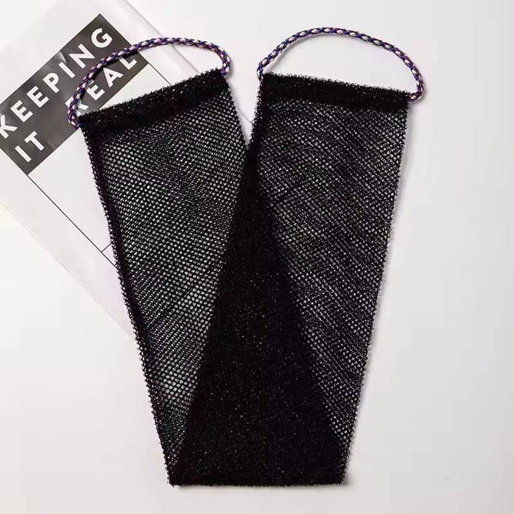 Exfoliating Shower Net Sponge with Drawstring, Body Scrubber for Bath and Back Cleaning