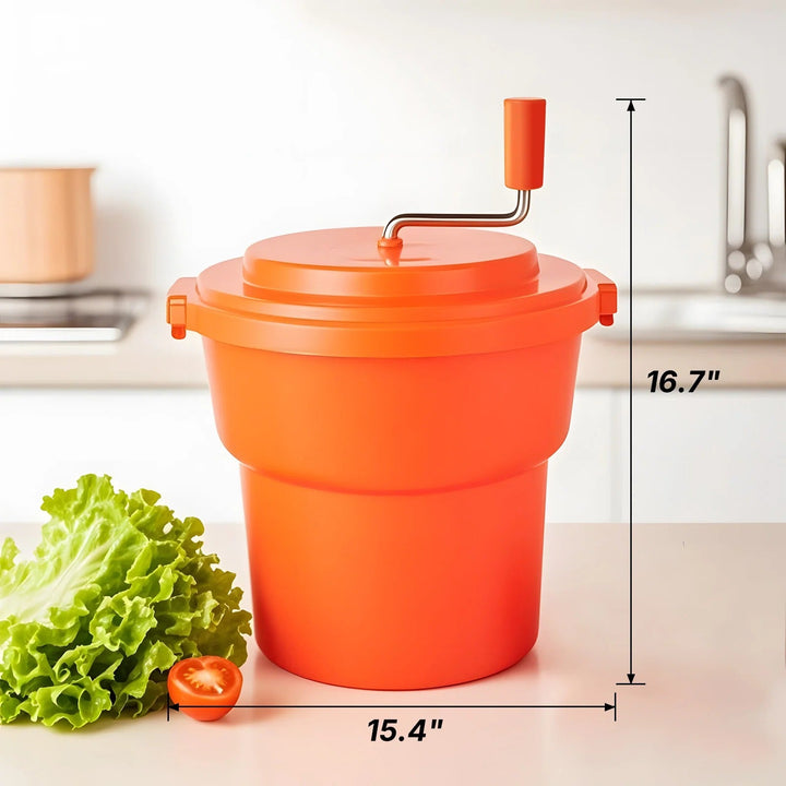 Large Manual Salad Spinner, 6.5 Gallon Commercial Vegetable Dryer with Handle for Restaurants and Catering