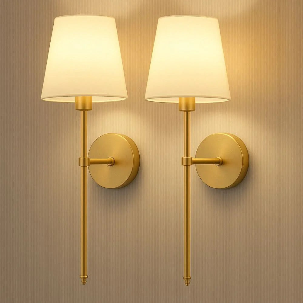 Indoor Wireless Fabric Wall Light, Cordless Battery Operated Sconces (Set of 2)