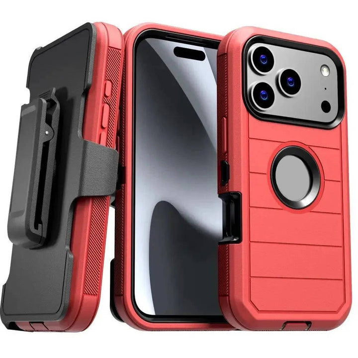Shockproof Defender Case for iPhone 15 16 17 Pro Max, Heavy Duty 4 Layer Phone Case with Holster Kickstand