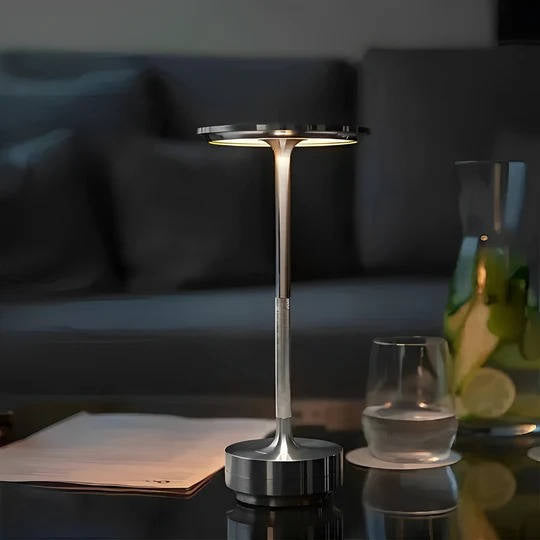 Modern Cordless Touch LED Table Lamp, Wireless Electroplated Metal Bedside Night Light for Bedroom and Living Room