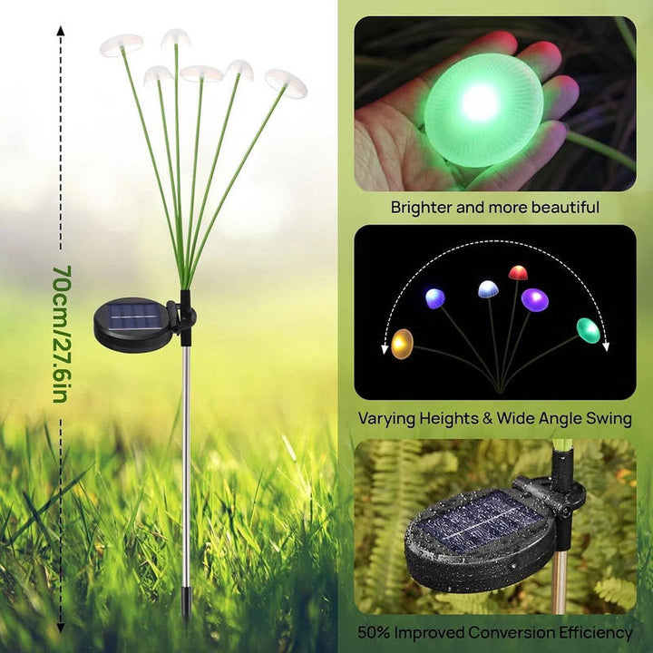Solar Mushroom Garden Lights Dual Mode, Waterproof LED Outdoor Decorative Lights for Yard Pathway