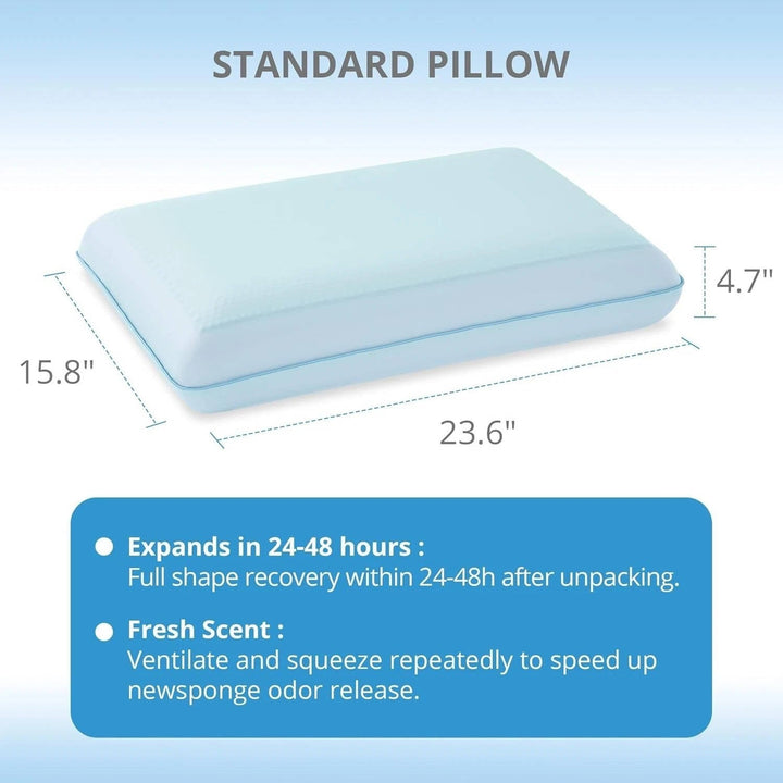 Medium Contoured Gel Memory Foam Cooling Pillow, Ergonomic Knitted Neck and Shoulder Support for Back, Stomach, and Side Sleepers