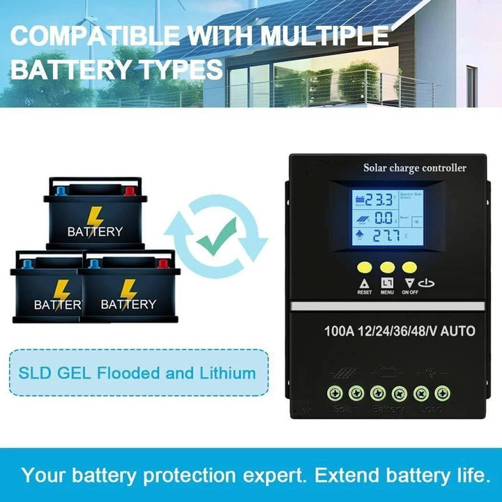 400W MPPT Solar Charge Controller, 12V 24V 36V 48V Solar Battery Charging Controller for Solar Panels