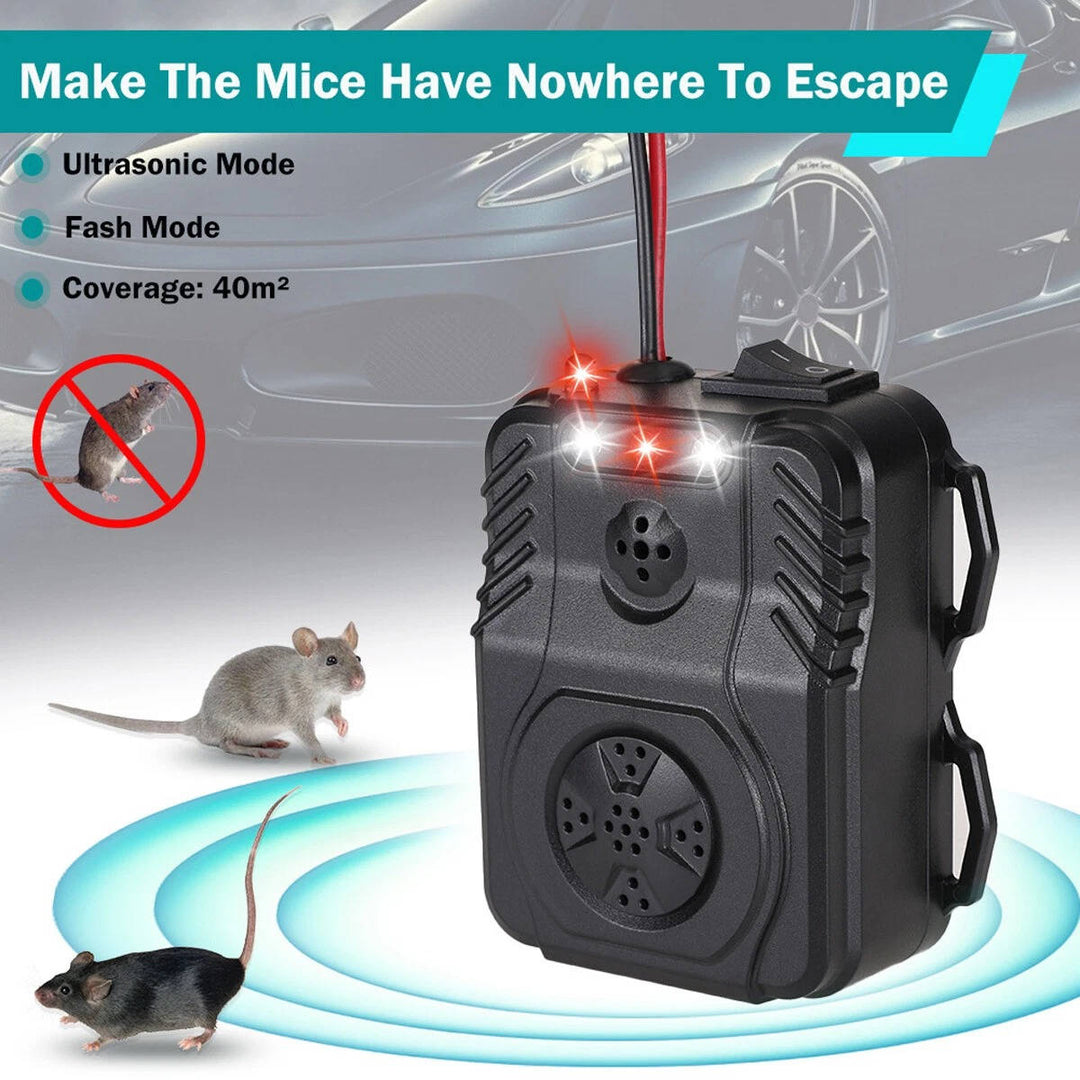 Ultrasonic Car Engine Rodent Repeller, Under Hood Rat and Mouse Deterrent for Vehicle Wiring and Pest Control Protection