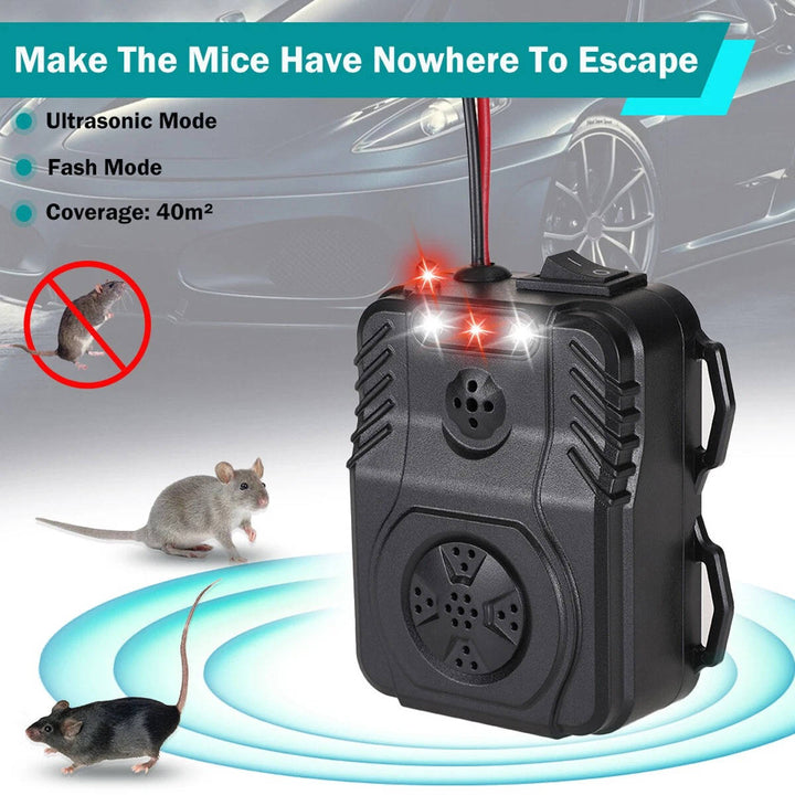 Ultrasonic Car Engine Rodent Repeller, Under Hood Rat and Mouse Deterrent for Vehicle Wiring and Pest Control Protection