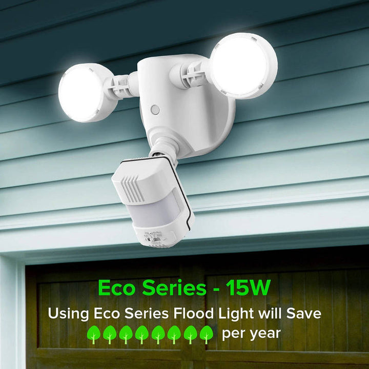 15W 2000 Lumens Motion Sensor LED Flood Light, 180 Degree Outdoor Security Light White