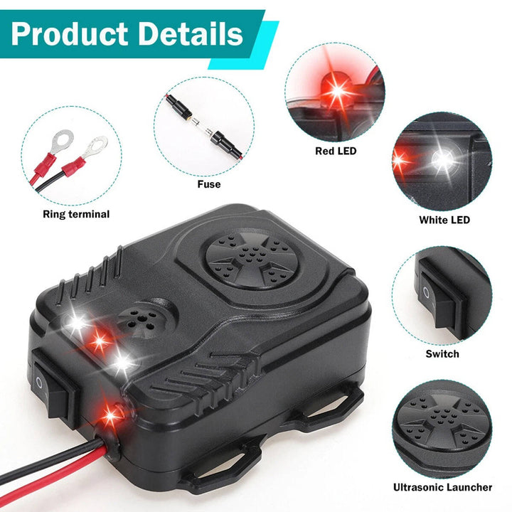Ultrasonic Car Engine Rodent Repeller, Under Hood Rat and Mouse Deterrent for Vehicle Wiring and Pest Control Protection