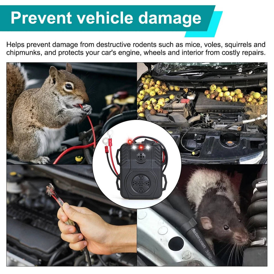 Ultrasonic Car Engine Rodent Repeller, Under Hood Rat and Mouse Deterrent for Vehicle Wiring and Pest Control Protection