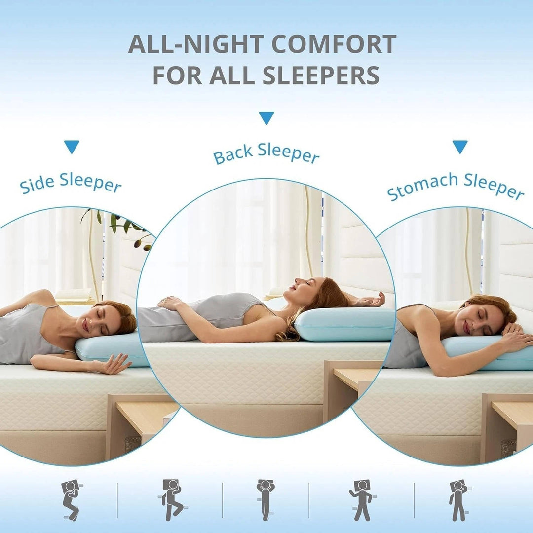 Medium Contoured Gel Memory Foam Cooling Pillow, Ergonomic Knitted Neck and Shoulder Support for Back, Stomach, and Side Sleepers