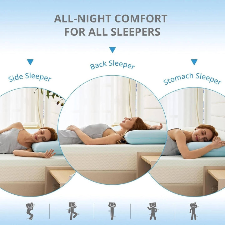 Medium Contoured Gel Memory Foam Cooling Pillow, Ergonomic Knitted Neck and Shoulder Support for Back, Stomach, and Side Sleepers