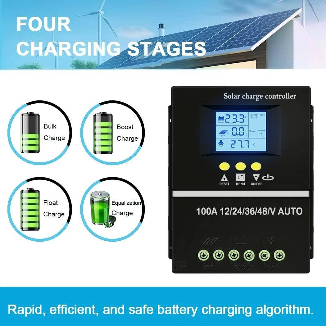 400W MPPT Solar Charge Controller, 12V 24V 36V 48V Solar Battery Charging Controller for Solar Panels
