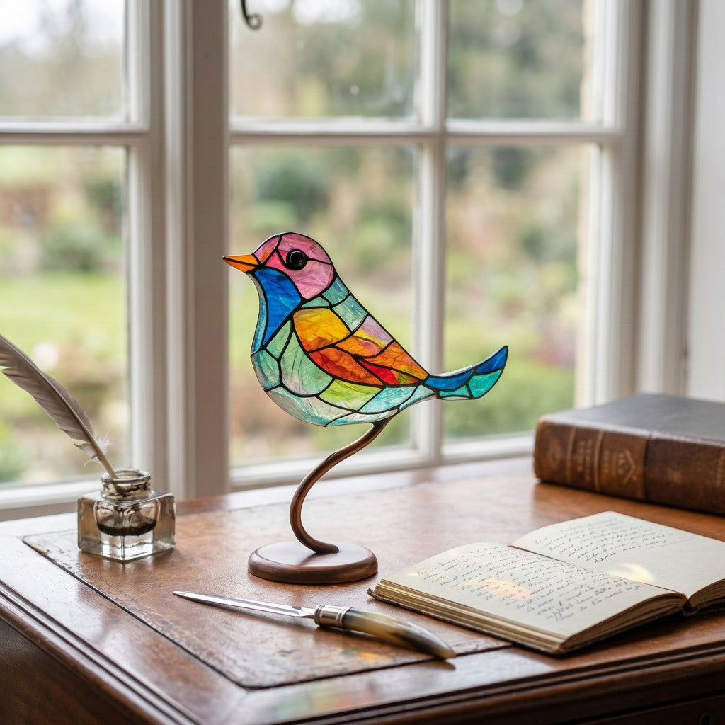 Light Reflecting Bird Window Ornament with colour Scatter Design