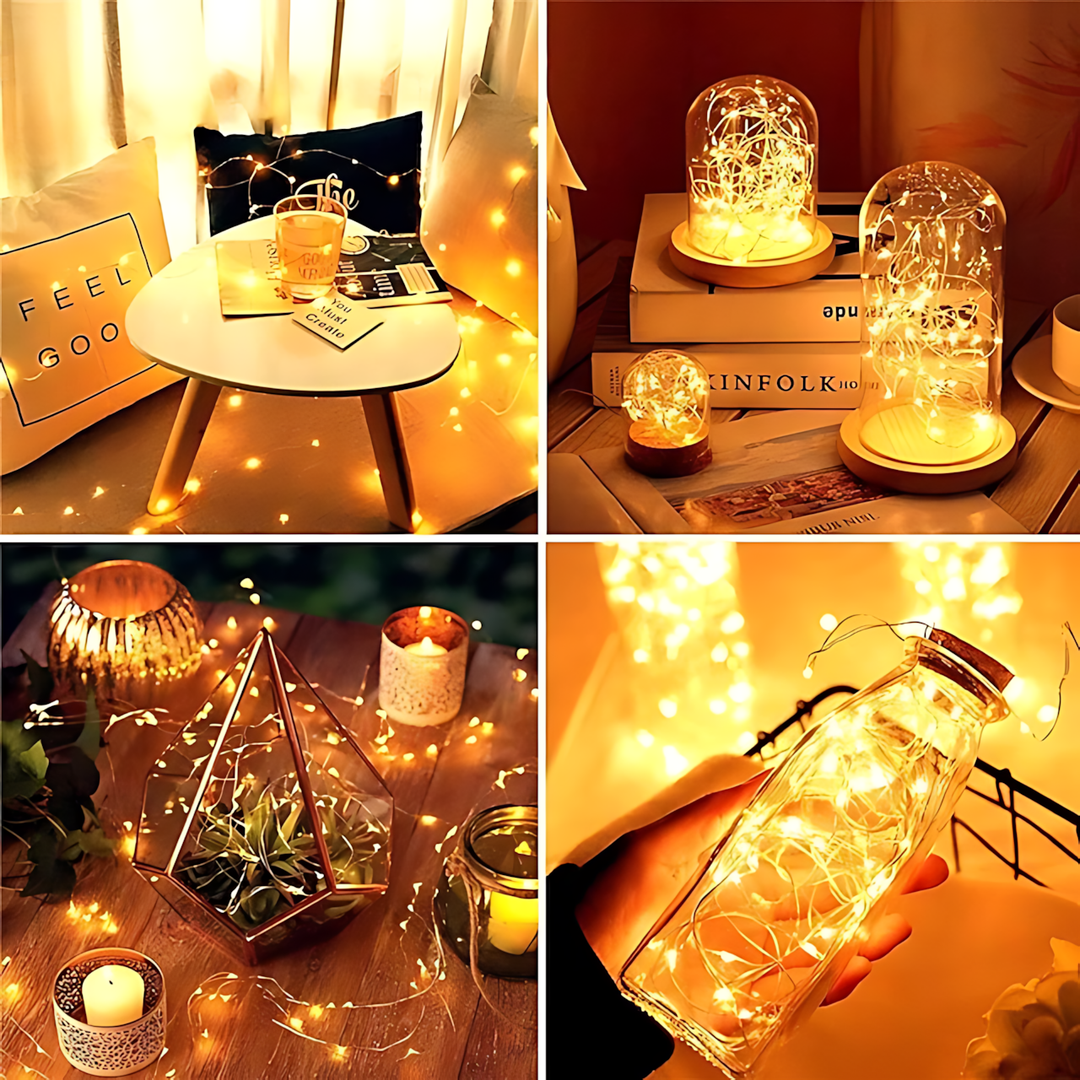 100 Pack Waterproof Mini LED Fairy String Lights with Flexible Silver Wire for Weddings and Party Decor
