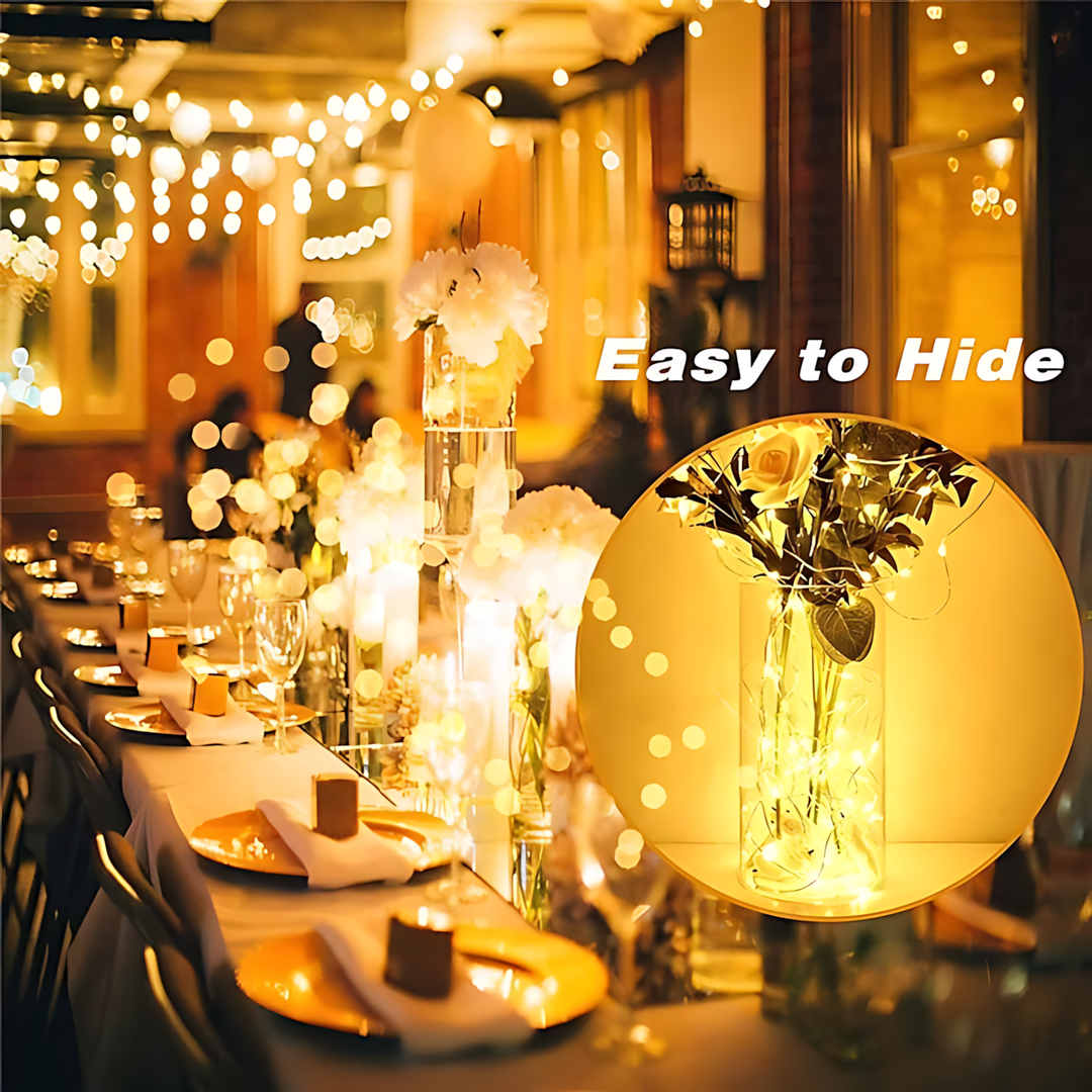100 Pack Waterproof Mini LED Fairy String Lights with Flexible Silver Wire for Weddings and Party Decor