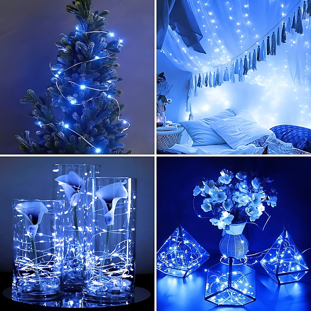 100 Pack Waterproof Mini LED Fairy String Lights with Flexible Silver Wire for Weddings and Party Decor