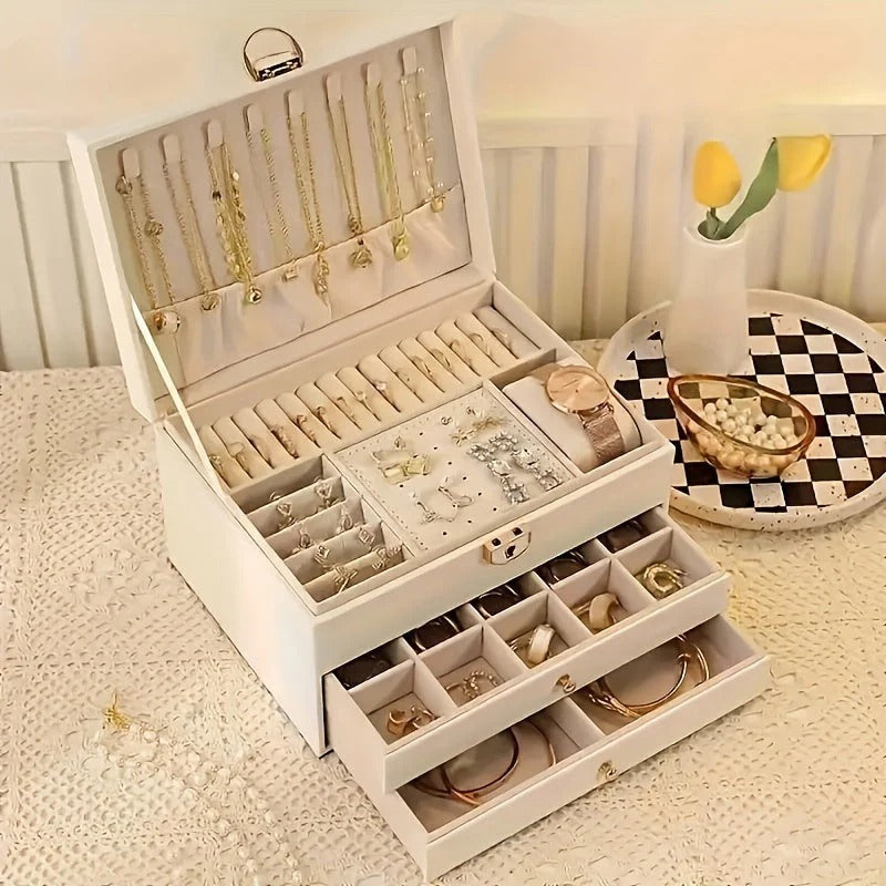 jewellery Box Leather Organizer with Drawers