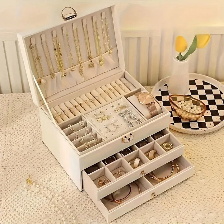 jewellery Box Leather Organizer with Drawers