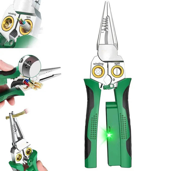 8 in 1 Wire Stripper and Multi Function Pliers with LED Light, Cable Cutter and Wire Tool