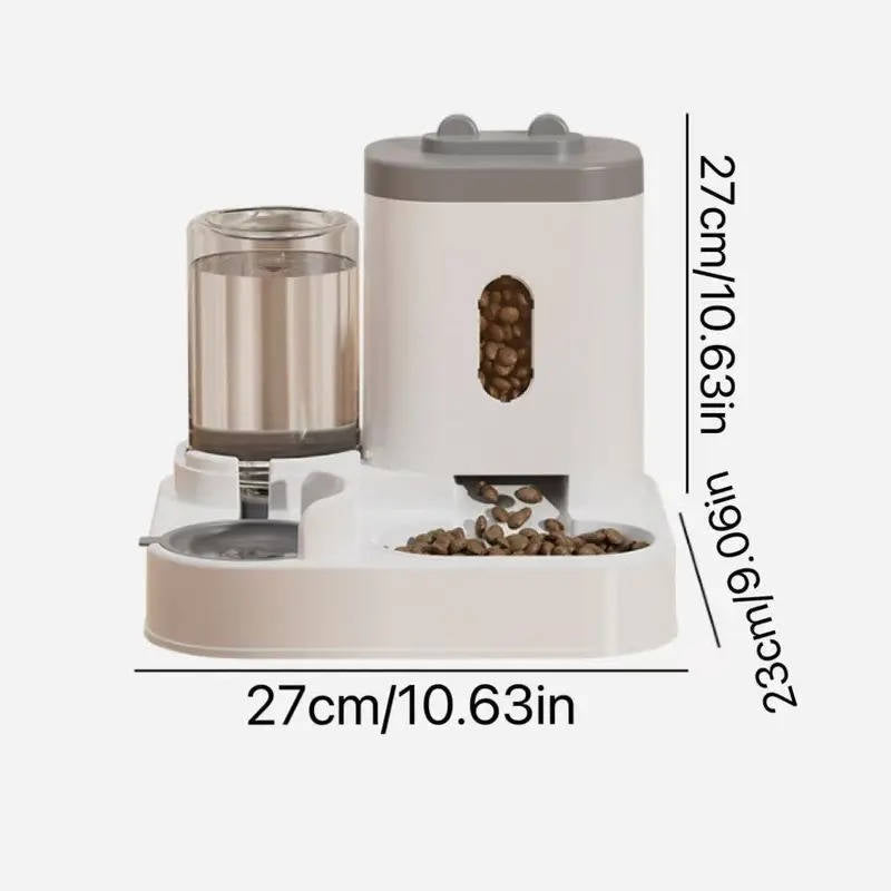 Automatic Cat Water Dispenser with Integrated Food Bowl for Dogs and Cats