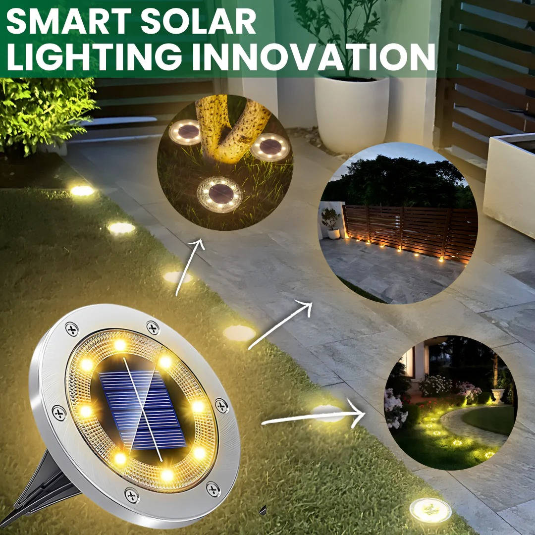 10 Pack Solar Ground Lights Outdoor Waterproof, Solar Powered Pathway Lights, Landscape Lighting for Garden Walkway Driveway Backyard