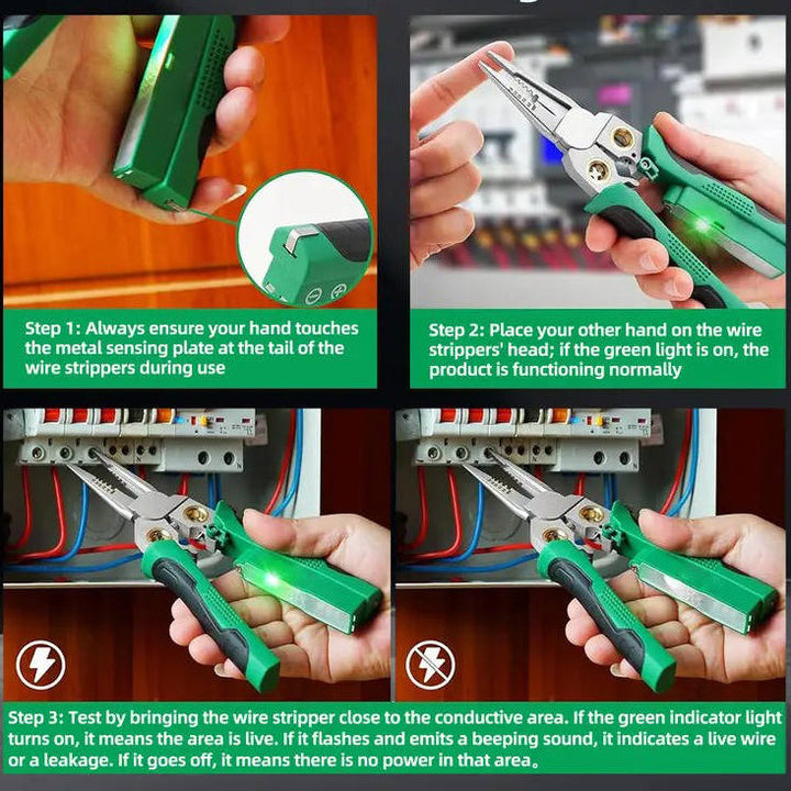 8 in 1 Wire Stripper and Multi Function Pliers with LED Light, Cable Cutter and Wire Tool