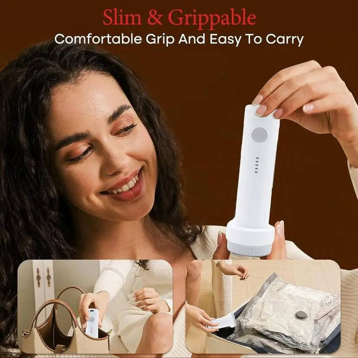 Cordless Travel Vacuum Compression Set, 15 Piece Space Saving Vacuum Bags for Clothes with Pump, 140L Min Air Removal for Carry On and Travel