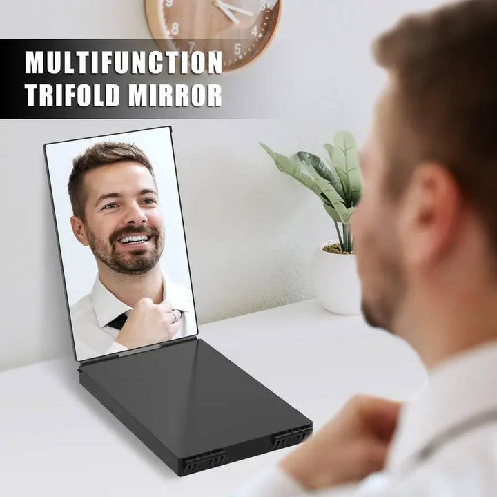 360 Degree Tri Fold Mirror Portable, Adjustable Extendable Makeup Mirror for DIY Hair Cutting Foldable Easy Carry