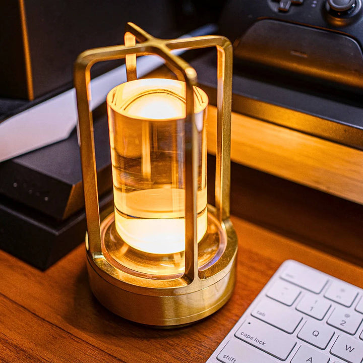 Crystal Lantern Table Lamp with 3 Level Touch Dimmer and Waterproof Design