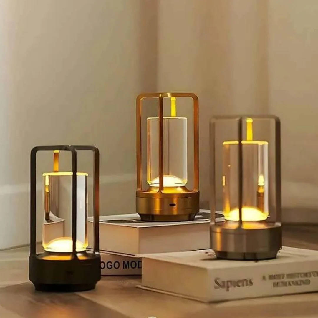 Crystal Lantern Table Lamp with 3 Level Touch Dimmer and Waterproof Design