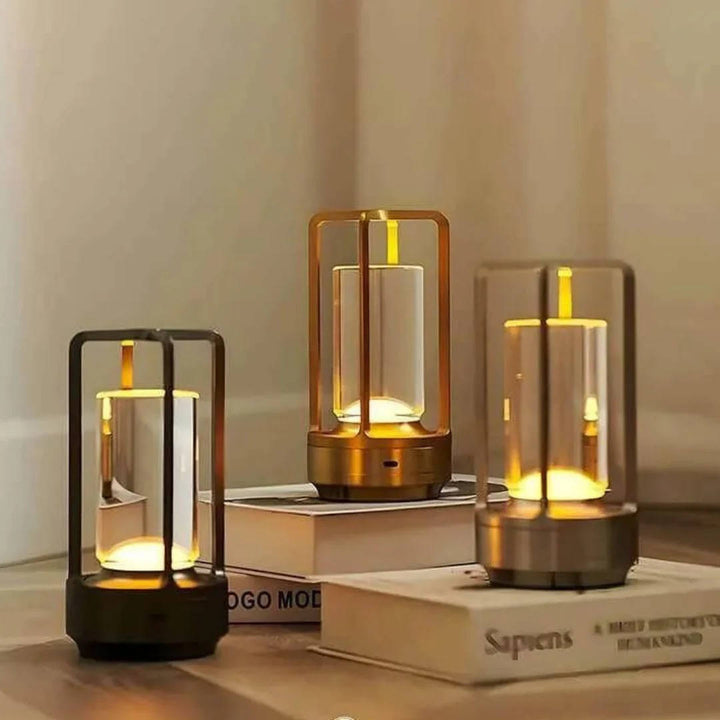 Crystal Lantern Table Lamp with 3 Level Touch Dimmer and Waterproof Design
