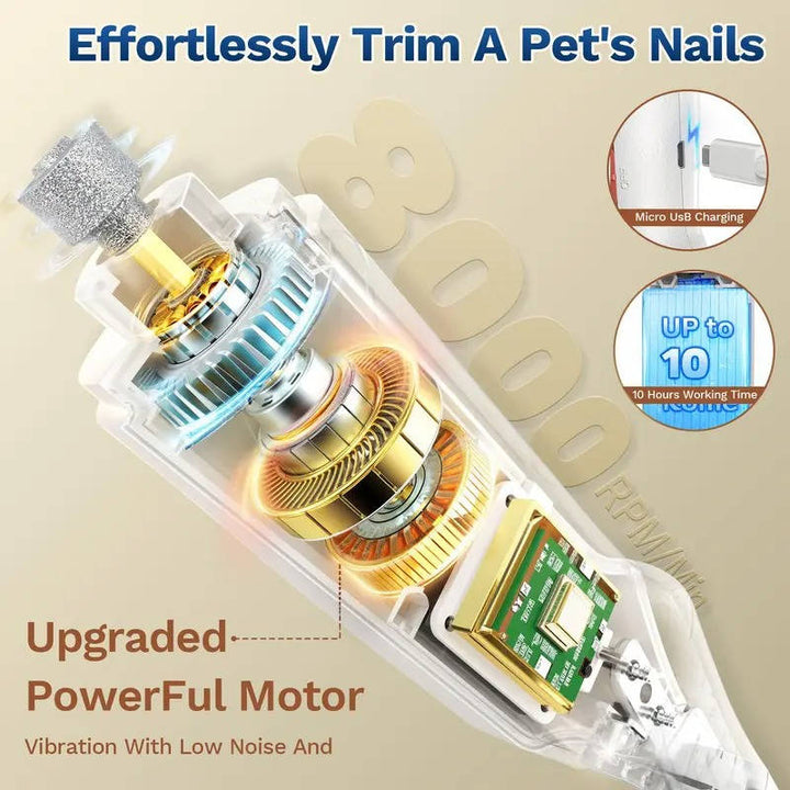 2 in 1 Electric Nail Clipper and Grinder for Dogs and Cats of All Sizes, LED Light, Painless, Low Noise, Safe