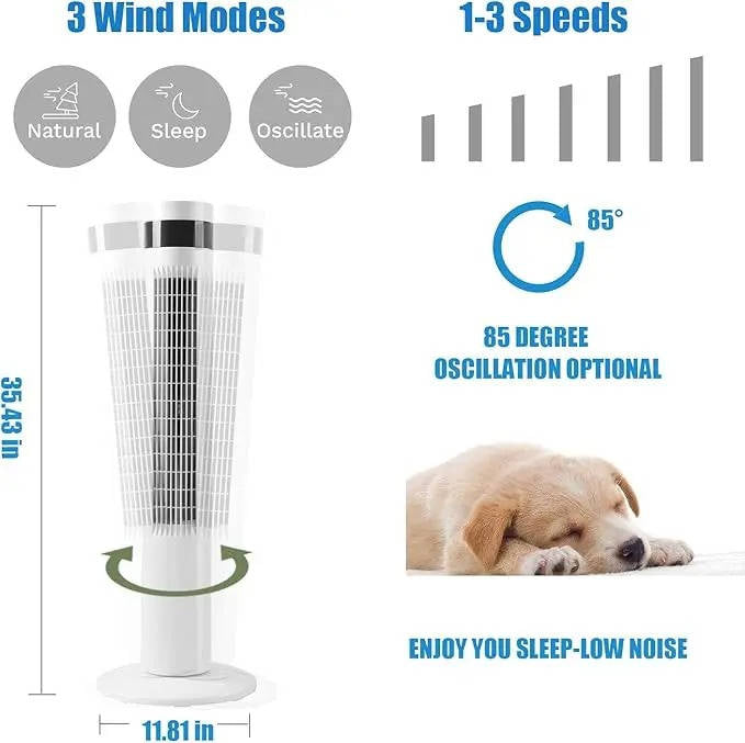 Standing Portable AC Unit Air Conditioner for Home and Office, Bladeless, Quiet, 3 Speed Settings