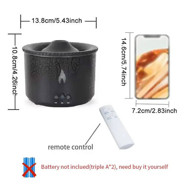 Portable Aromatherapy Oil Diffuser with Night Light, Simulated Volcano Design