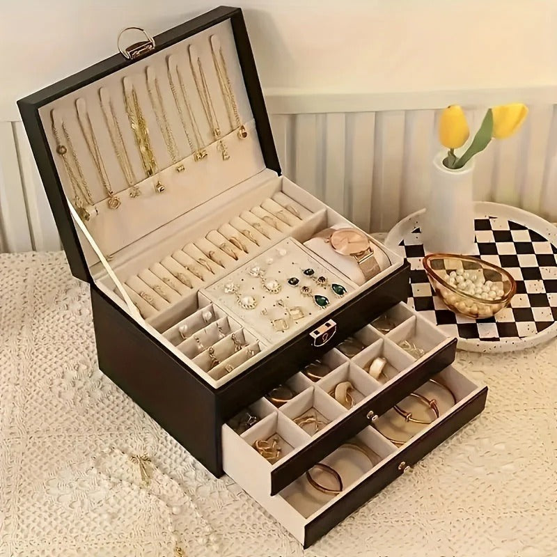 jewellery Box Leather Organizer with Drawers
