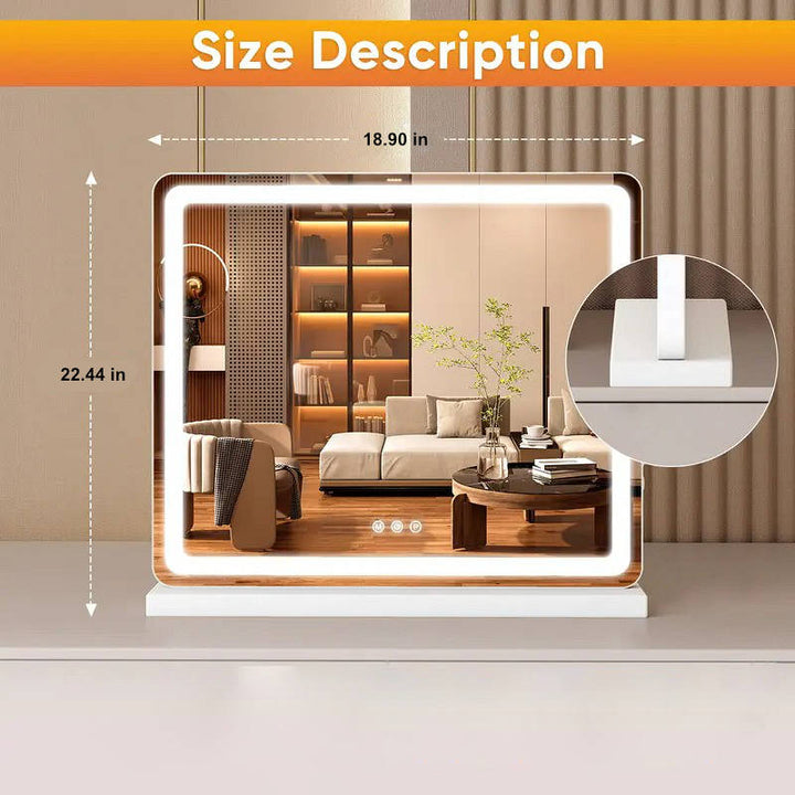 LED Vanity Mirror with Lights Dimmable, Makeup Mirror with 3 colour Modes Touch Screen Desk Mirror