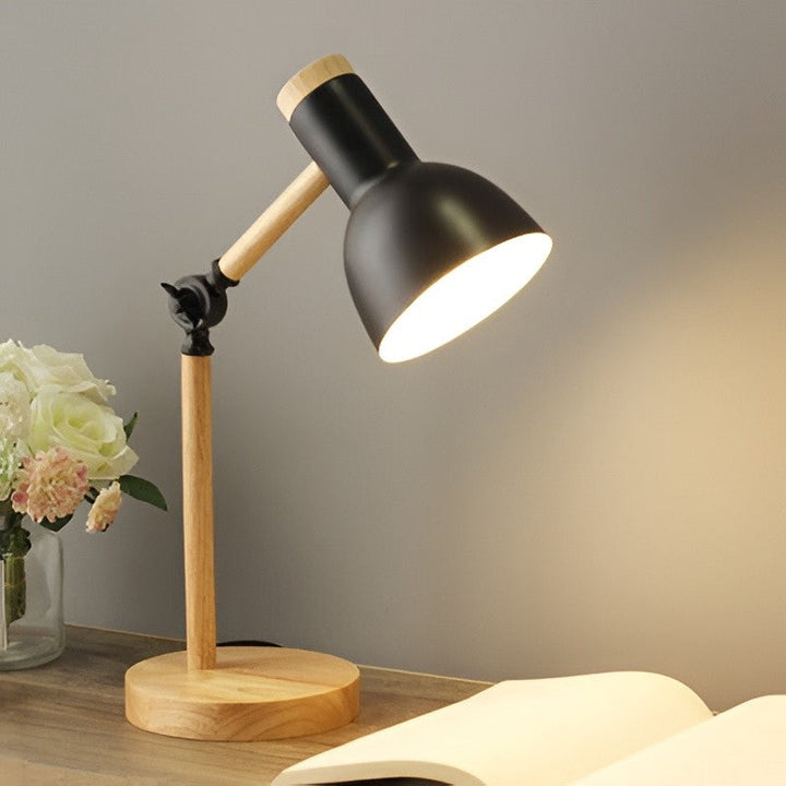 Adjustable Desk Lamp with Lever Arm and Directional Head, Slim Base for Small Desks
