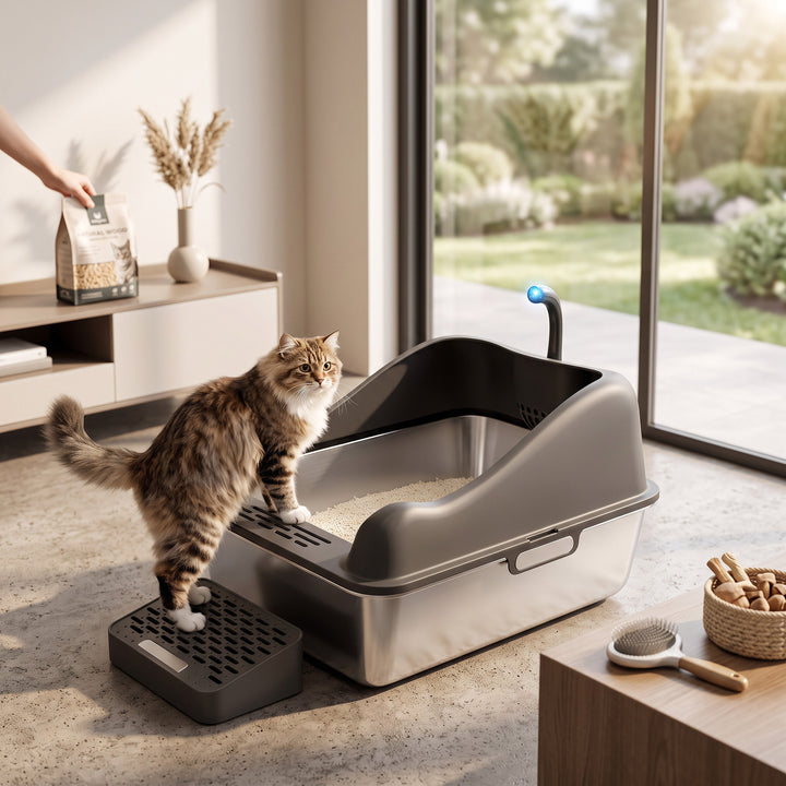 Large Enclosed Cat Litter Box with Flip Top Lid and Leak Prevention, 28-Liter Capacity