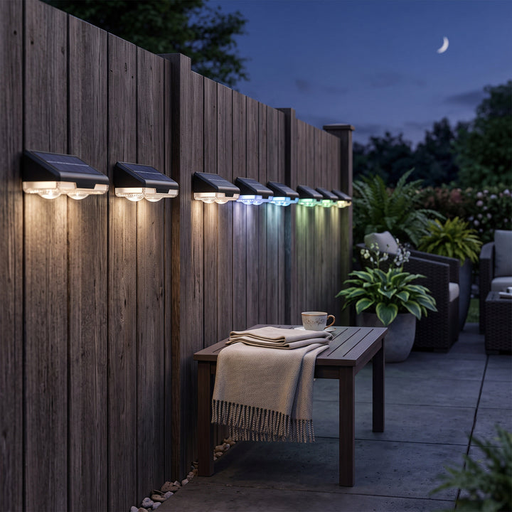 Solar Fence Post Lights with Auto Dusk Sensor and Multicolour LED, 8-Pack