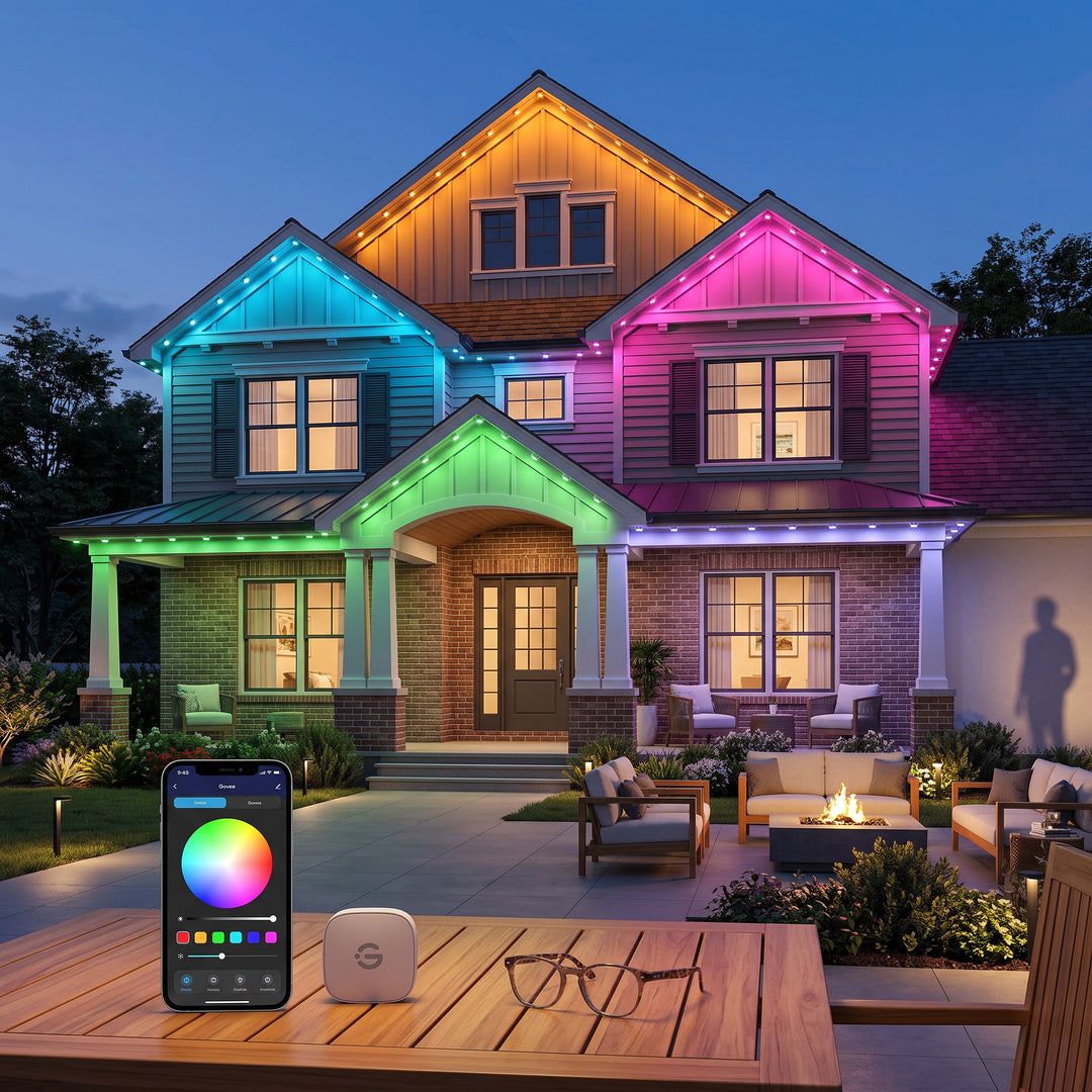 Roofline Light Strand 100ft with RGBICW colour Nodes and App Control