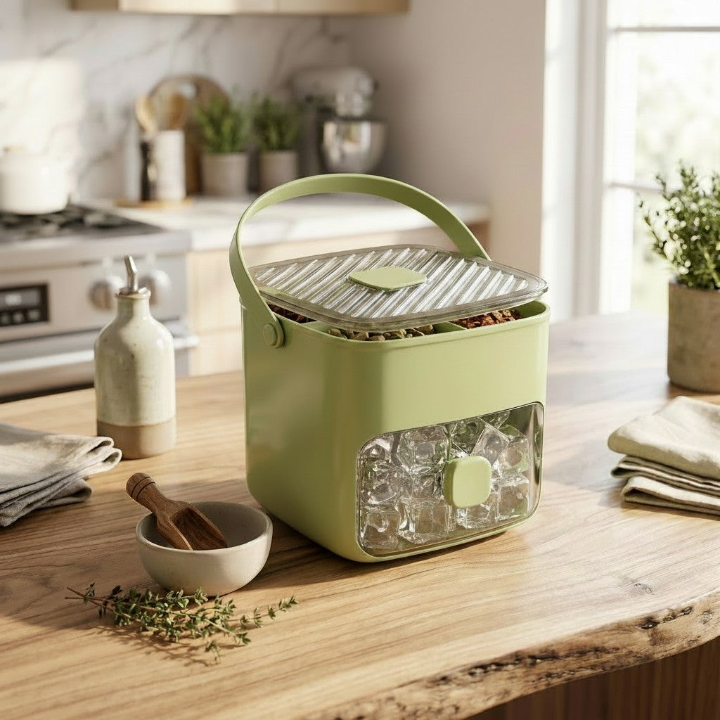 Press Action Ice Maker with Dual Trays and Storage Container, 48 Cube Capacity